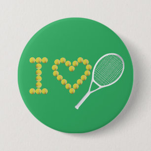 Modern I Love Tennis Green Ronde Button 7,6 Cm