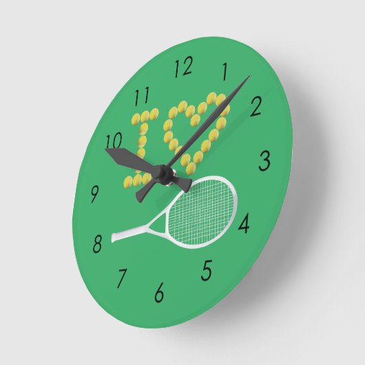 Modern I Love Tennis Green Ronde Klok (Hoek)
