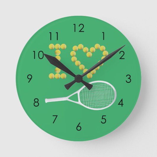 Modern I Love Tennis Green Ronde Klok (Voorkant)