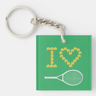Modern I Love Tennis Green Sleutelhanger