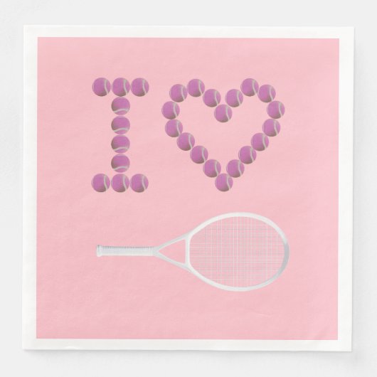 Modern I Love Tennis Pink Paars Servet (Voorkant)