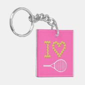 Modern I Love Tennis roze Sleutelhanger (Voorkant Links)