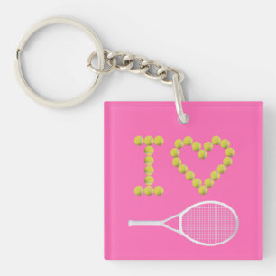 Modern I Love Tennis roze Sleutelhanger