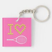 Modern I Love Tennis roze Sleutelhanger (Achterkant)