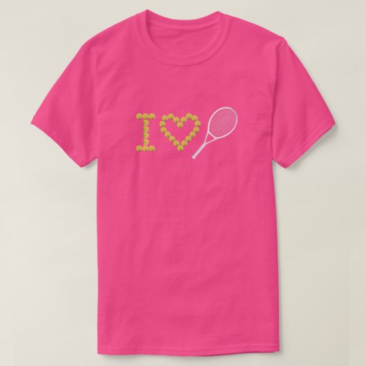 Modern I Love Tennis roze T-shirt (Design voorkant)
