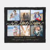 Modern I LOVE YOU 6 Foto's Script Hearts Fleece Deken (Voorkant (Horizontaal))