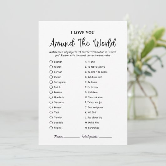 Modern I Love You Around The world Game card (Staand voorkant)