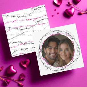 Modern I Love You bericht met Photo Circle Feestdagenkaart