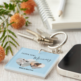 Modern I Love You Mam | 2 Hart Foto Sleutelhanger