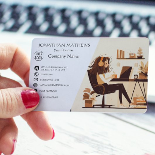 Modern I Meisje Werken Visitekaartje