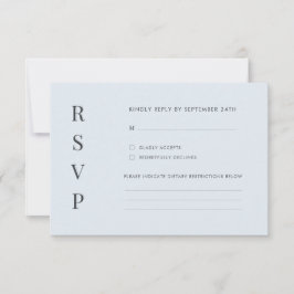 Modern Ice Blue & Charcoal Warped Grid RSVP Kaartje