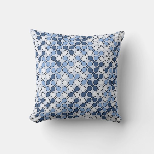 Modern Ice Blue Geometric Metaball Pattern Kussen (Voorkant)