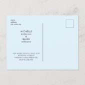 Modern Ice Blue Monogram Bruiloft Save the Date Briefkaart (Achterkant)