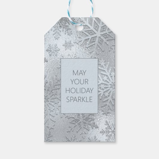 Modern Ice Blue Sneeuwvlokken Gift Label Cadeaulabel (Voorkant)