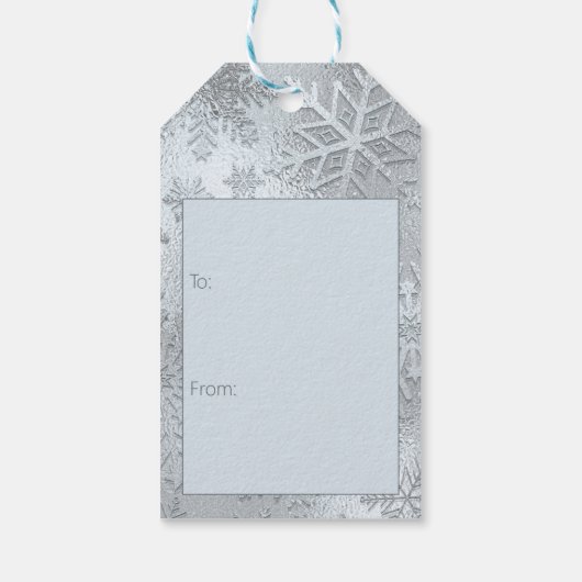 Modern Ice Blue Sneeuwvlokken Gift Label Cadeaulabel (Achterkant)