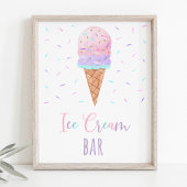 Modern Ice Cream Bar Verjaardagsteken Poster