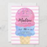 Modern Ice Cream Blush Roze Blauw Kids Verjaardag Kaart<br><div class="desc">Leuke Modern Blush Roze Lichtblauw Pastel Waterverf Regenboog Sprinkle Scoop Kegel Kinder Ice Cream Verjaardagsuitnodiging</div>