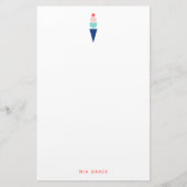 Modern Ice Cream Cone Blauw en Roze Gepersonalisee Briefpapier (Voorkant)
