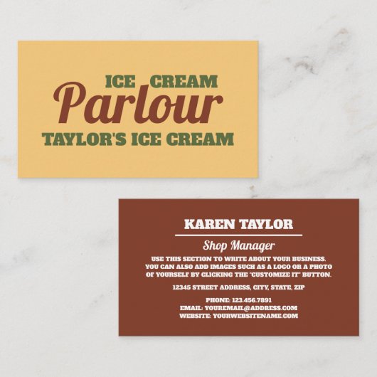 Modern Ice Cream Parlor Visitekaartje (Voorkant / Achterkant)
