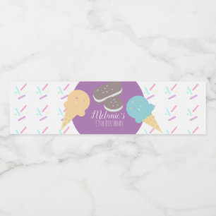 Modern Ice Cream Sprinkles Confetti Birthday Waterfles Etiket