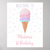 Modern Ice Cream Sprinkles Verjaardag Welkom Poster (Voorkant)