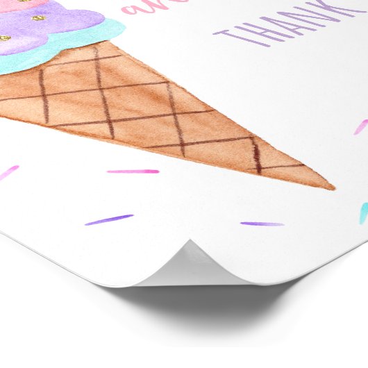 Modern Ice Cream Sprinkles Verjaardagscadeau Teken Poster (Hoek)