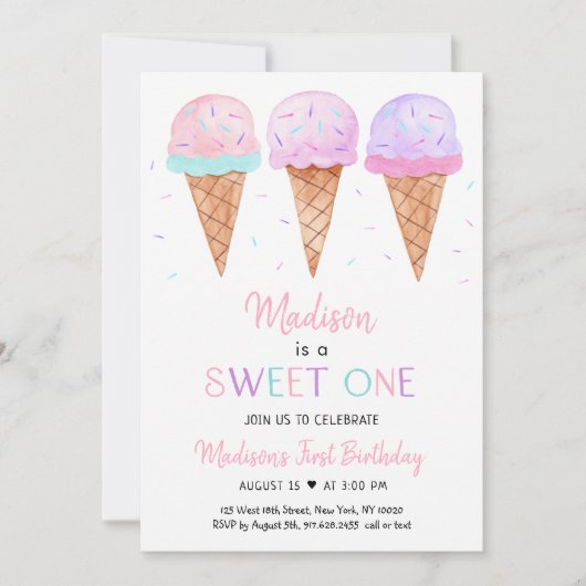 Modern Ice Cream Sweet Eén dag Kaart (Voorkant)