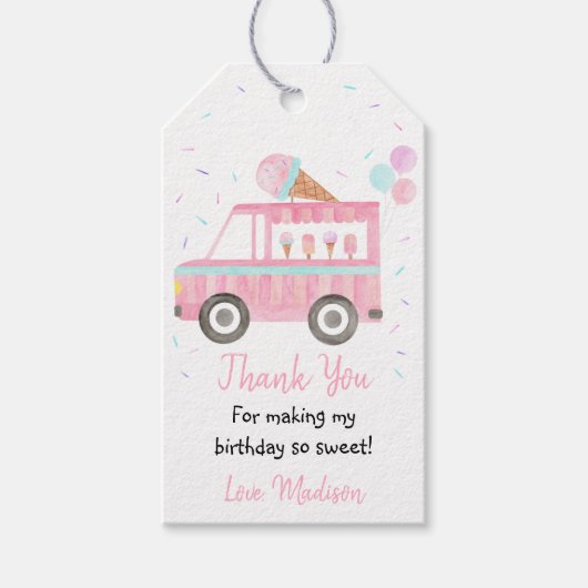 Modern Ice Cream Truck Birthday Bedankt Cadeaulabel (Voorkant)