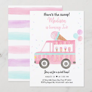 Modern Ice Cream Truck hier is The Scoop Birthday Kaart