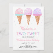 Modern Ice Cream Two Sweet Birthday Kaart (Voorkant)