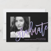 Modern Ice Paars Ombre Foto Graduation Party Kaart (Voorkant)