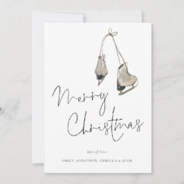 Modern Ice Schaatsen Merry Kerstry Feestdagenkaart