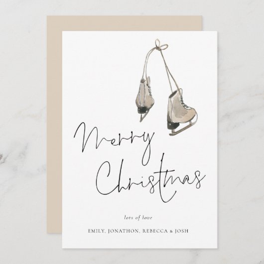 Modern Ice Schaatsen Merry Kerstry Feestdagenkaart (Voorkant / Achterkant)