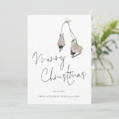 Modern Ice Schaatsen Merry Kerstry Feestdagenkaart (Staand voorkant)