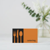 Modern Icon Silhouette - catering  | zwart/oranje Visitekaartje (Staand voorkant)