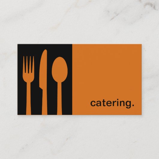 Modern Icon Silhouette - catering  | zwart/oranje Visitekaartje (Voorkant)