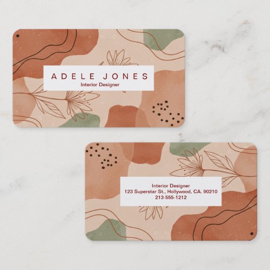 Modern Iconic Botanical Business Card | Editable  Visitekaartje (Voorkant / Achterkant)