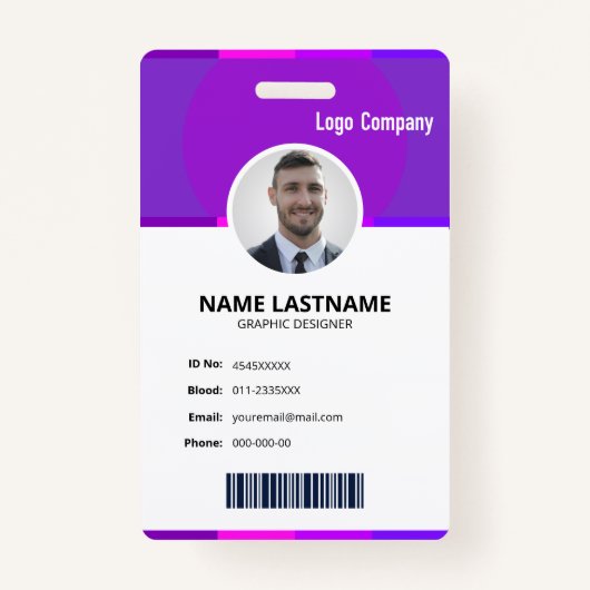 Modern ID Identification Card Photo Badge (Voorkant)