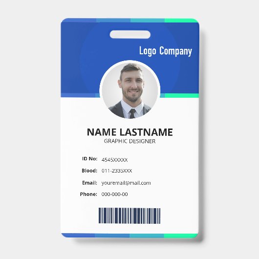 Modern ID Identification Card Photo Badge (Voorkant)