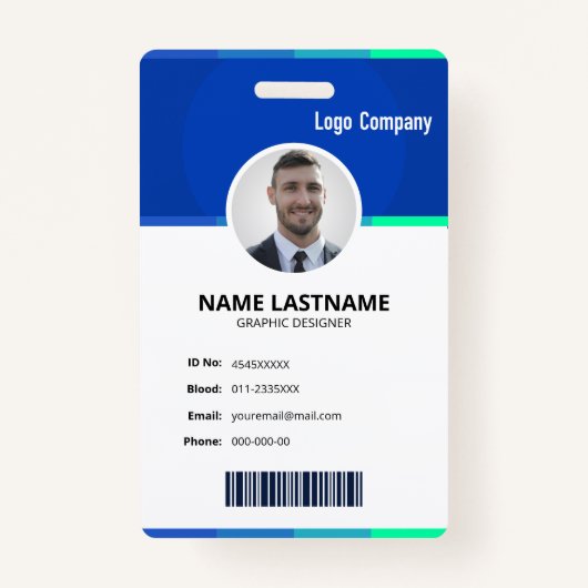 Modern ID Identification Card Photo Badge (Voorkant)