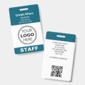 Modern ID Logo Beveiliging Personeel Pas Teal Op M Badge (Voor- en achterkant)