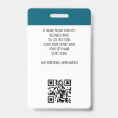 Modern ID Logo Beveiliging Personeel Pas Teal Op M Badge (Achterkant)