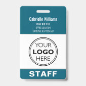 Modern ID Logo Beveiliging Personeel Pas Teal Op M Badge (Voorzijde)