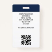 Modern ID Logo Security Personeel Pass Blue Custom Badge (Achterkant)