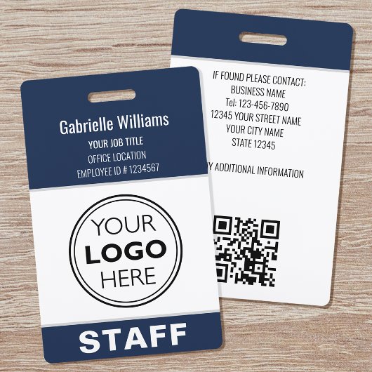 Modern ID Logo Security Personeel Pass Blue Custom Badge
