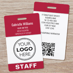 Modern ID Logo Security Personeel Pass Red Custom Badge