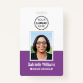 Modern ID Photo Business QR Security Paarse badge (Voorkant)