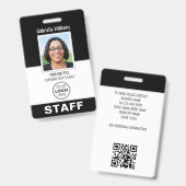 Modern ID Photo Security Personeel Pass Black Cust Badge (Voor- en achterkant)
