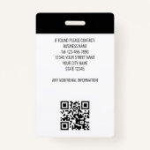 Modern ID Photo Security Personeel Pass Black Cust Badge (Achterkant)