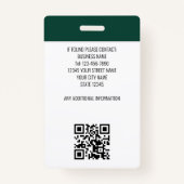 Modern ID Photo Security Personeel Pass Green Cust Badge (Achterkant)